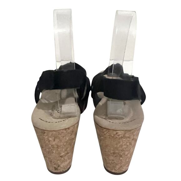 Clarks Women Annadel Bari Sandal Size 9 M Black Leather Cork Wedge Heel Platform - Picture 7 of 9